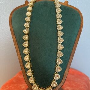 Brilliant & Sparkling Gold Heart AAA CZ Necklace Perfect for Valentine’s Day 17”